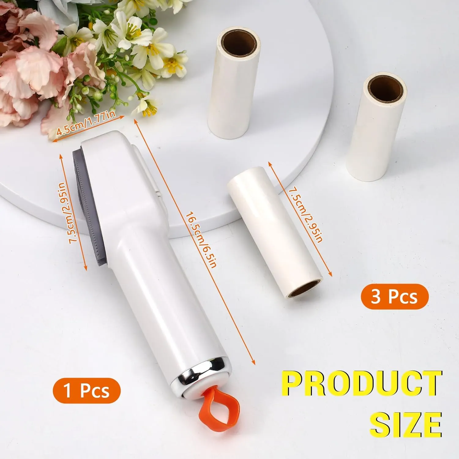 2 in 1 Multifunctional Lint Roller with 120 Sheets Refillable & Rubber Brush, Travel Size Portable Pet Hair Removal Tool, Reusable Small Lint Remover for Clothes Household Furniture (Set 1)