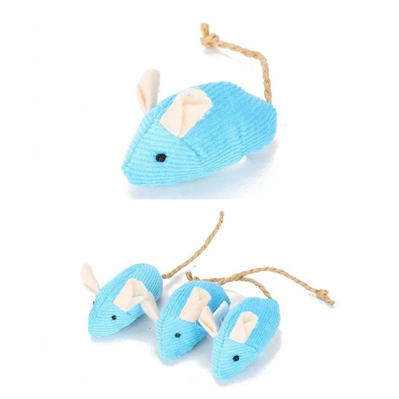 3-Piece Interactive Cat Plush Mice Toys