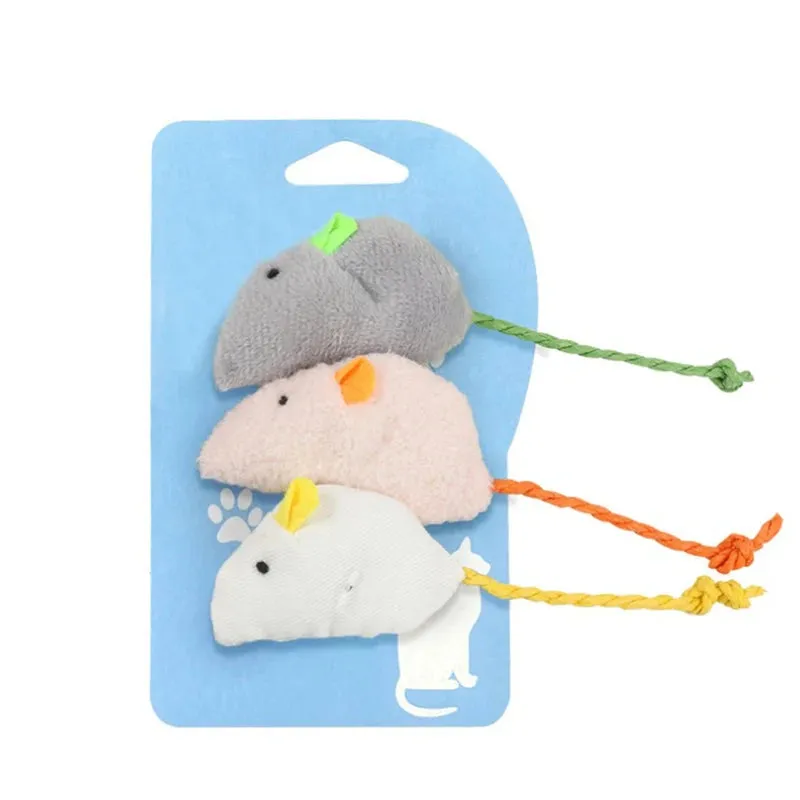 3-Piece Interactive Cat Plush Mice Toys