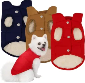 3-Piece Waterproof Pet Jacket - Windproof Small Dog Vest & Cat Sweater - 2 Layers Fleece Lined Warm Winter Coat (Medium)
