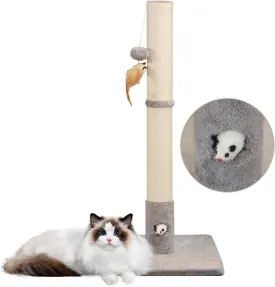 34 Tall Cat Scratching Post with Premium Sisal Rope for Indoor Scratcher Post Tree for Indoor Cat Toy with Mouse Hole, Hanging Ball for Adult Cats and Kittens