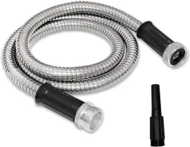 5FT Heavy Duty Metal Garden Hose Stainless Steel Water Hose with Adjustable Nozzle Metal Hose Kink and Easy to Store Outdoor Hose