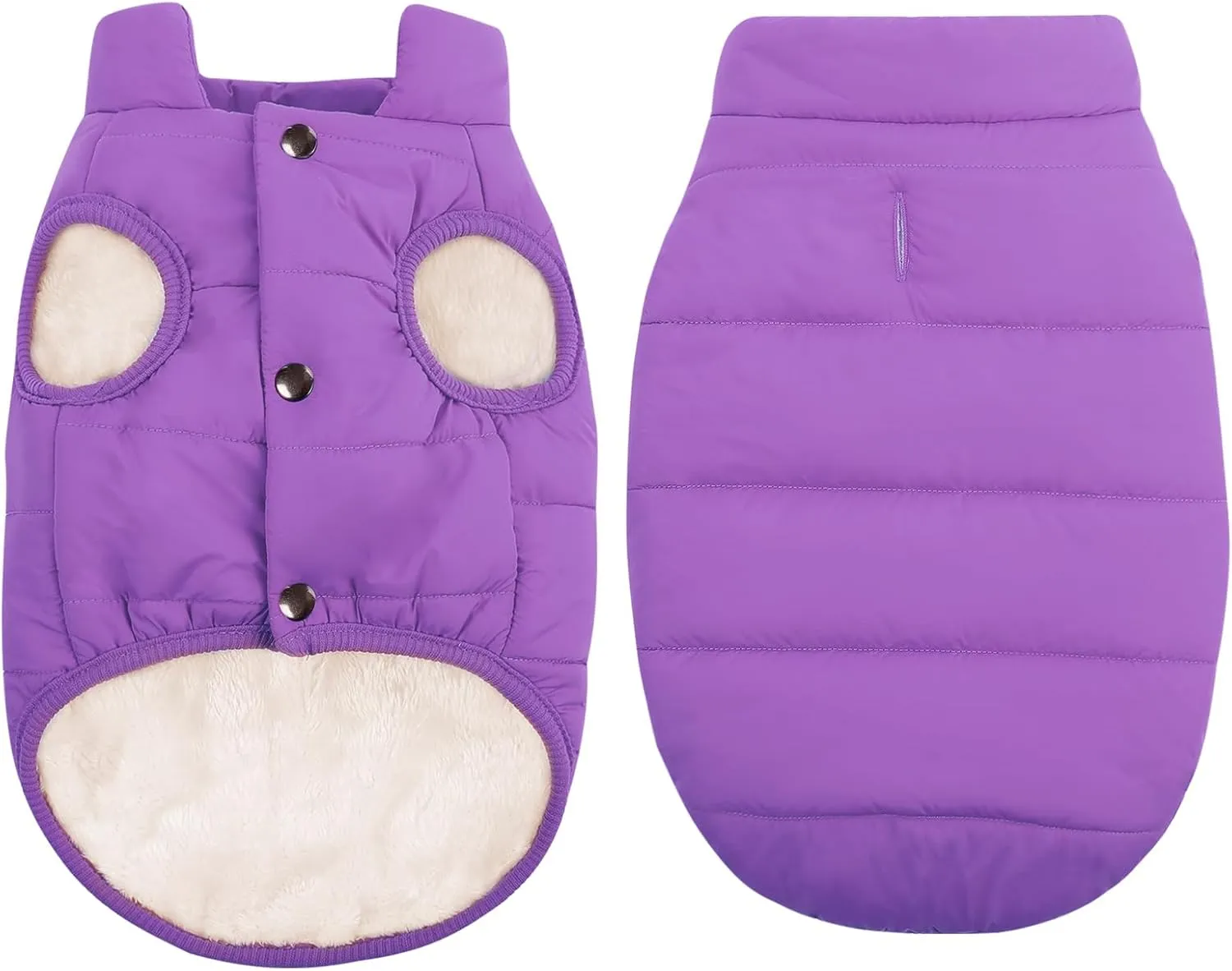 ASENKU Windproof Winter Coat - Waterproof Jacket, Warm Vest for Cold Weather - Pet Apparel With 2 Layers Fleece Lined for Small Medium Large Dogs (Purple, XS)