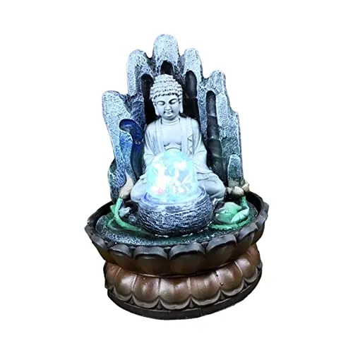 ATORSE® Indoor Buddha Water Fountain Waterfall Zen Desk Relaxing for Home Decor