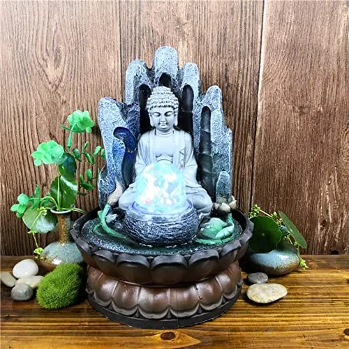 ATORSE® Indoor Buddha Water Fountain Waterfall Zen Desk Relaxing for Home Decor