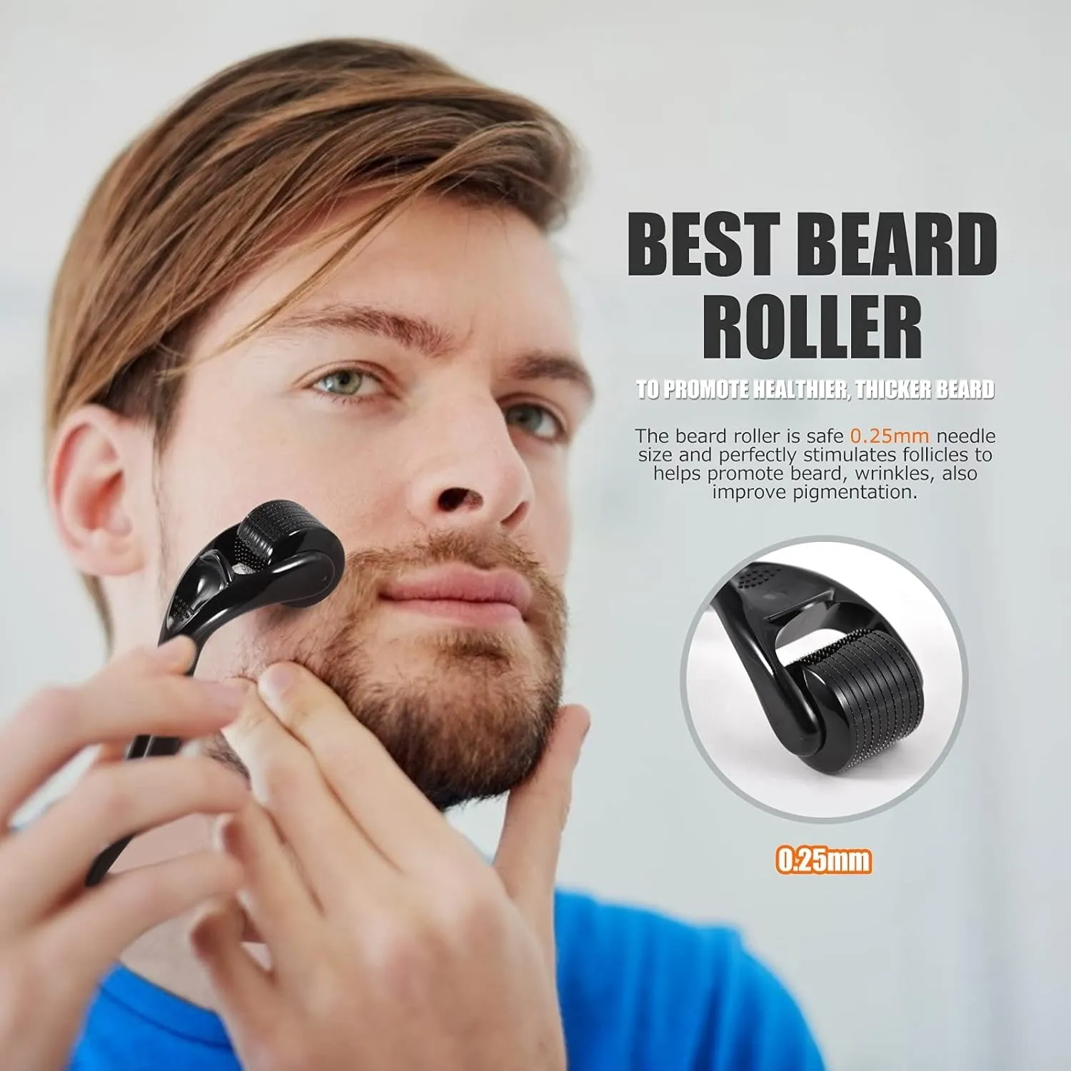 Beard Roller, Beard Care Set with Beard Roller Beard Growth Agent Men Comozon Beard Roller Beard Growth Kit with Beard Shampoo Beard Oil Beard Balm Razor Beard Brush Beard Comb Beard Scissors 12-in-1