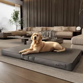 BingoPaw Extra Large Dog Bed Orthopedic: Indoor High End Pet Mat Made by 4 Layers Breathable 3D Mesh Mattress - Outdoor Absolutely Waterproof Dog Cuddle Pad with Leather Cover for Camping RV Traveling