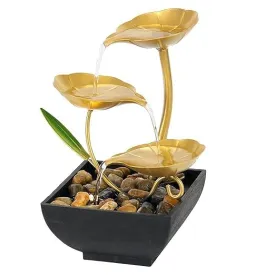 Botash 3-Tier Metal Tabletop Water Fountain for Home Decor Living Room Indoor Waterfall Desktop Leaf Fountains for Office Table Relaxation Fountain with Natural Stones(1pcs/multicolor)