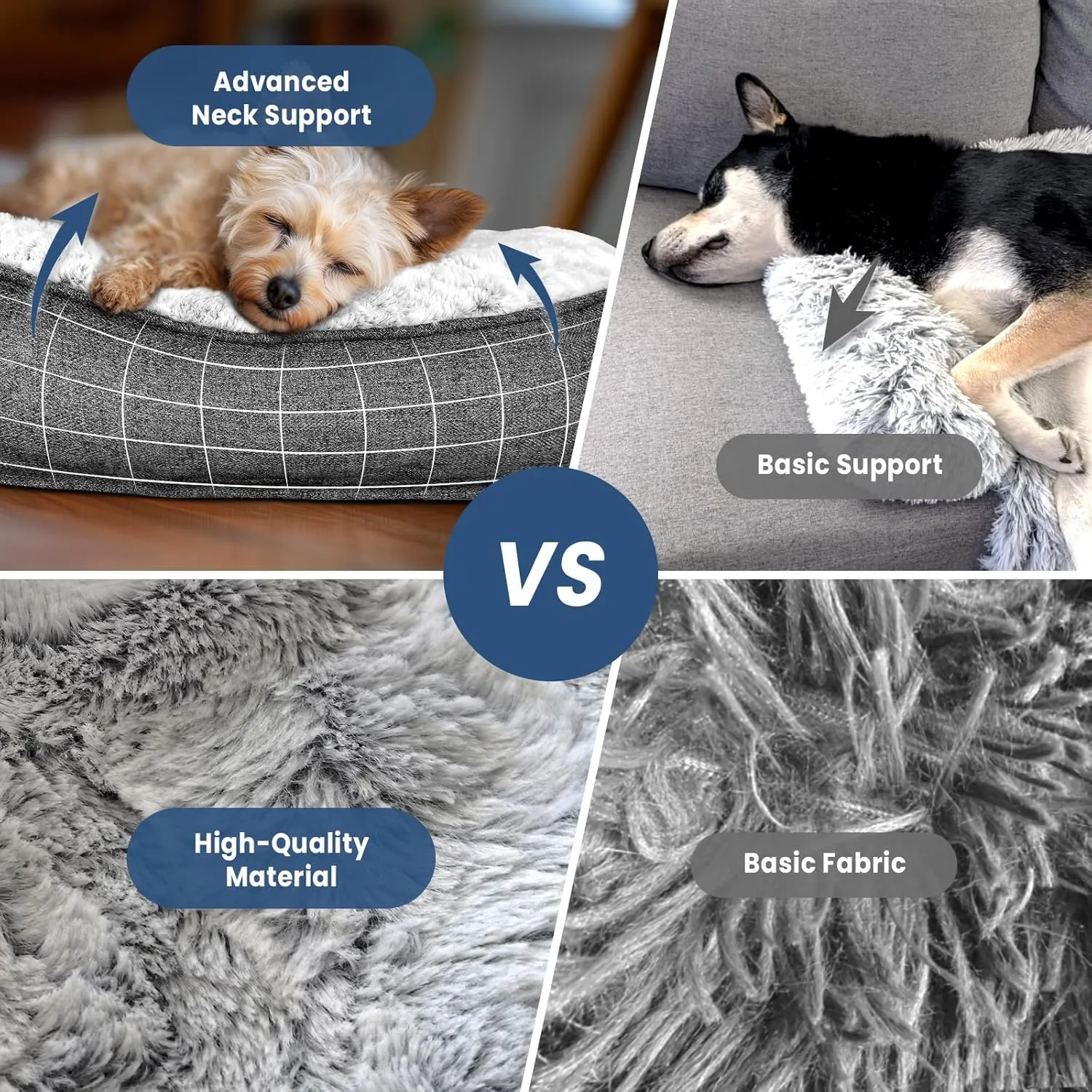Calming Dog Bed for Couch, 35 x 31 inch Removable Couch Cover for Dogs/Cats Washable, Non-Slip Fluffy Plush Dog Sofa Mat for Furniture Protector - Grey