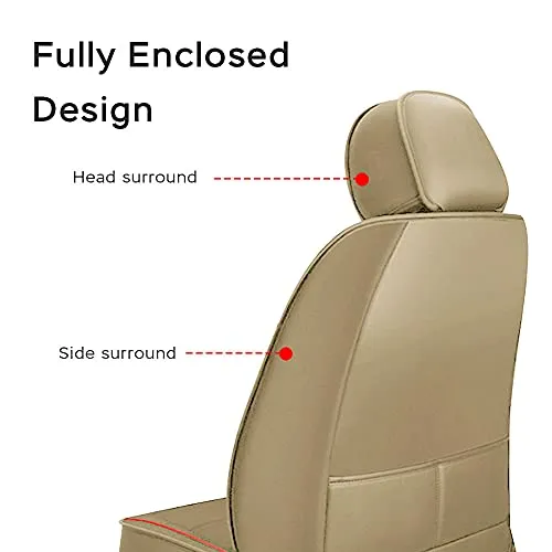 Car Seat Cover Fit for Audi Q2 Q3 Q5 Q7 TT R8 RS e-tron Faux Leather Front Rear 5-seat Covers Non-Slip Waterproof Deluxe Edition (Beige)