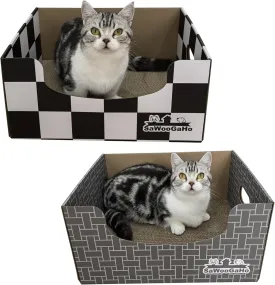 Cat Cardboard Scratcher with Extra-Large Box Bigger Space Double-Sided Scratching Refillable Pad Scratch Board Easy to Clean Scratched Lounger for Indoor Cats