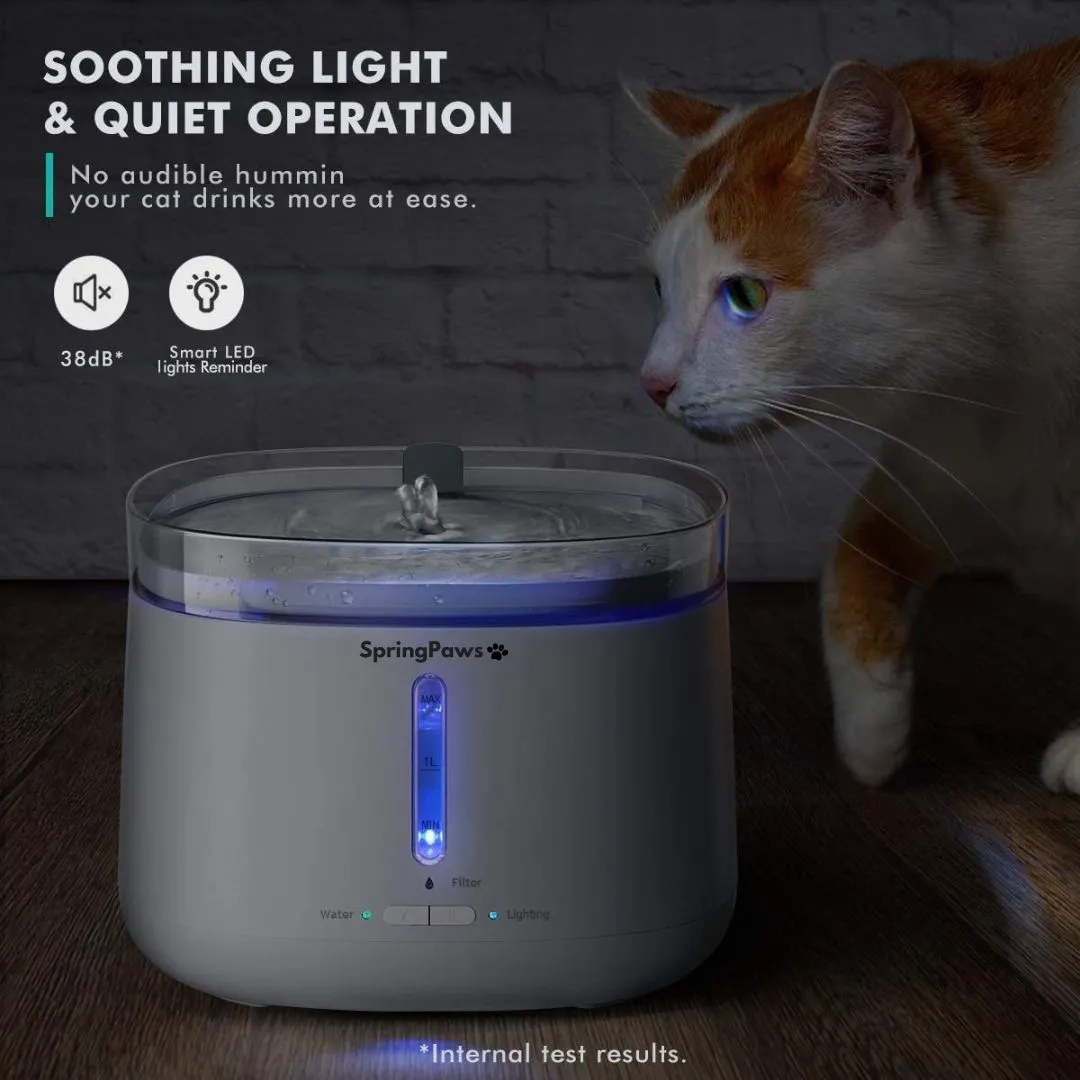 Cat Water Fountain Suspenser - For Cats and Dogs - Detachable 2 Liter Tank - Ultra Quite