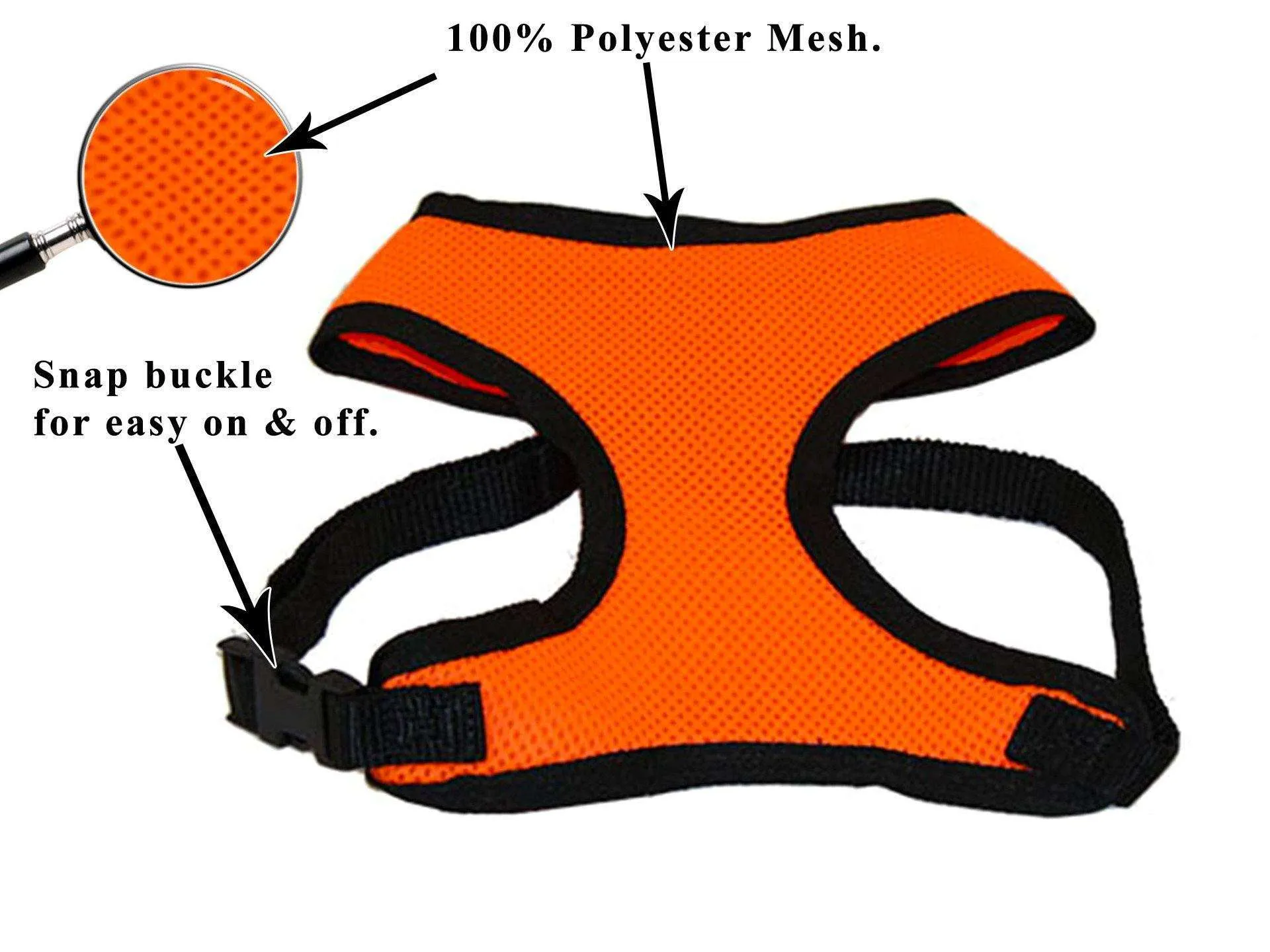 CuteNFuzzy Comfort Mesh Breathable Adjustable Dog Harness Vest with 6 Month Warranty