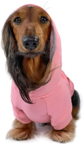 DJANGO Fully Lined Hoodie for Dog - Soft, Stretchy, and Cozy Sweatshirts for Dogs - Quartz Pink Winter Dog Sweaters for Dachshunds and Small Dogs - Warm Dog Hoodie X-Small with Elastic Waistband