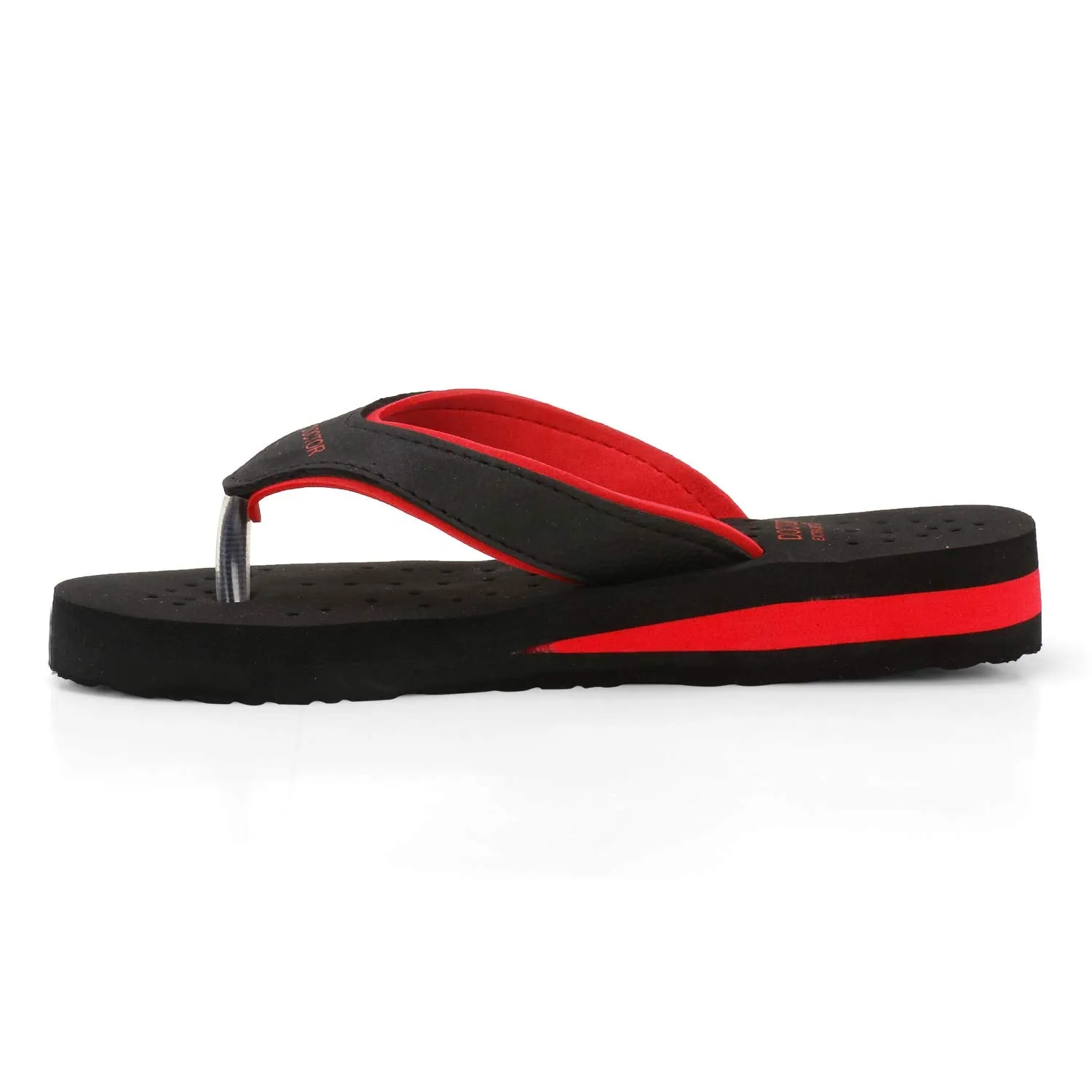 DOCTOR EXTRA SOFT Care Diabetic Orthopedic Pregnancy Flat Super Comfort Dr Flipflops and House Slippers For Women's and Girl's D-18-Black Red-9 UK