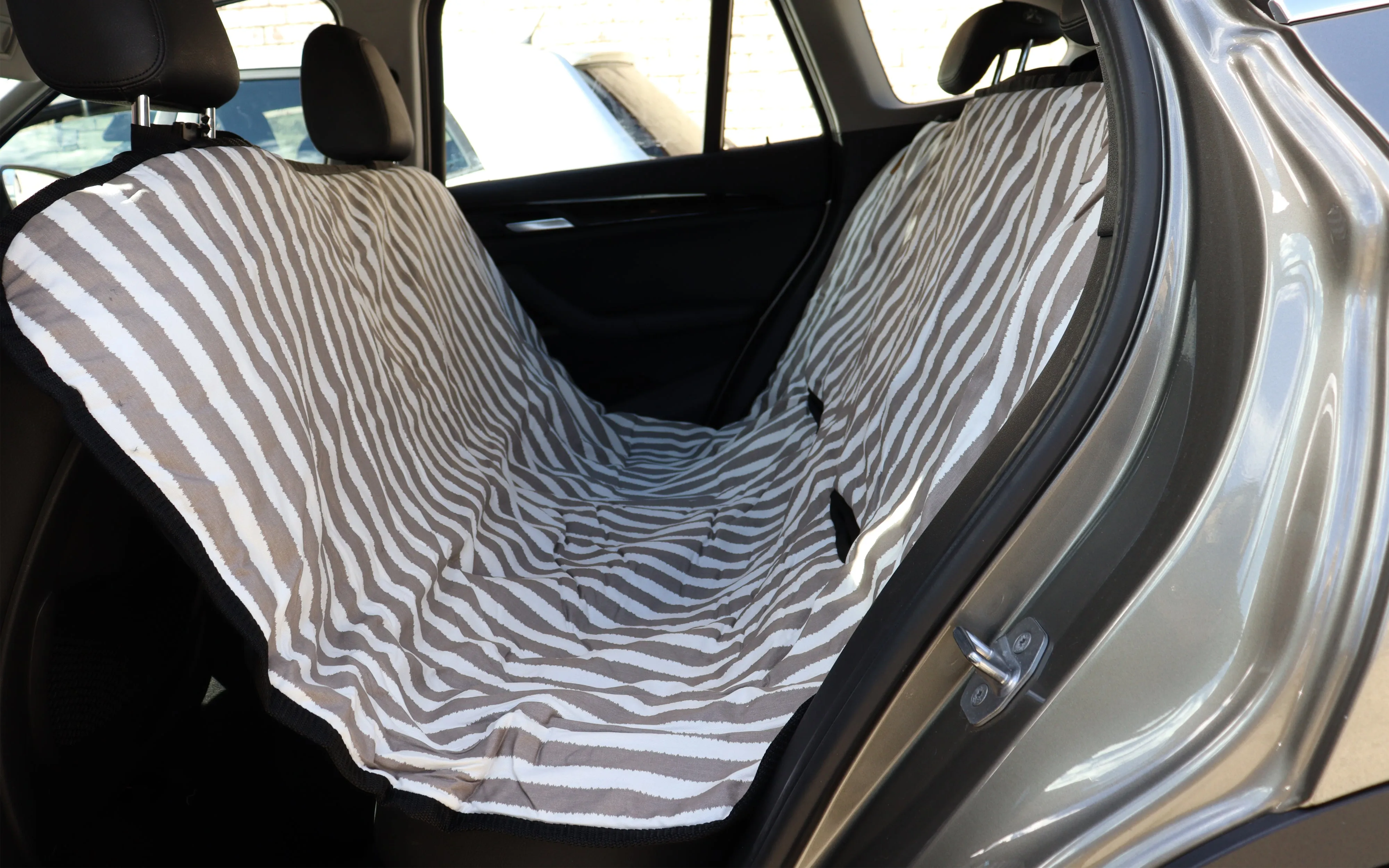 Dog Car Seat Cover - Latte Hampton Stripe