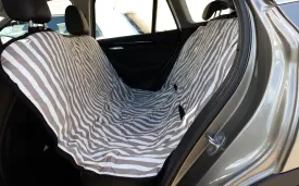 Dog Car Seat Cover - Latte Hampton Stripe