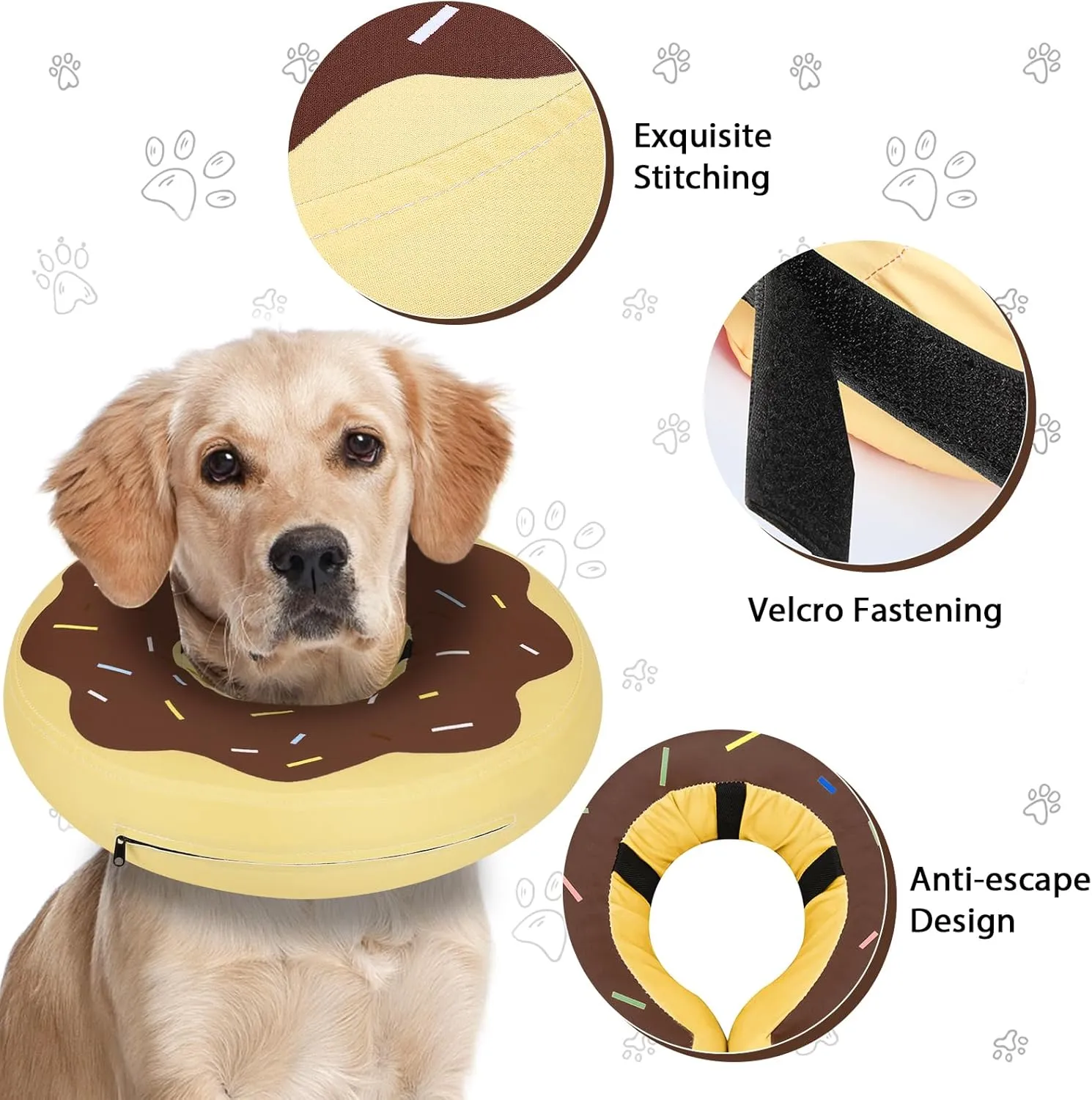 Dog Cone Collar for Small Medium Large Dogs for After Surgery, Pet Inflatable Neck Donut Collar Soft Protective Recovery Cone for Dogs and Cats - Alternative E Collar Does not Block Vision - Brown,S