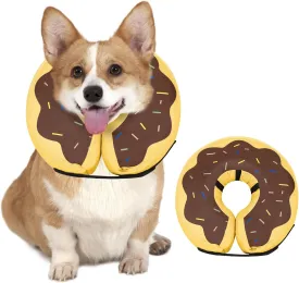 Dog Cone Collar for Small Medium Large Dogs for After Surgery, Pet Inflatable Neck Donut Collar Soft Protective Recovery Cone for Dogs and Cats - Alternative E Collar Does not Block Vision - Brown,S