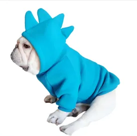 Dog Halloween Costume Hoodie, French Bulldog Sweater French Bulldog Clothes, Frenchie Clothes Sweatshirt Halloween Dinosaur Costume Winter Coat,Blue,XL