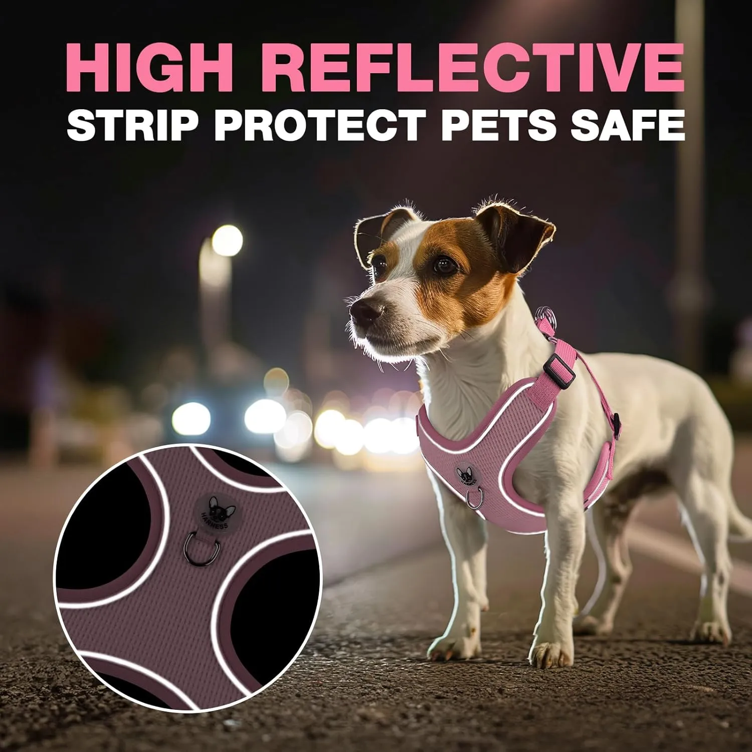 Dog Harness and Leash Set,4 Point Adjustable Reflective Dog Vest Harness,No Pull Harness-Leash for Small Medium Large Sized Dogs Puppy,S-Pink