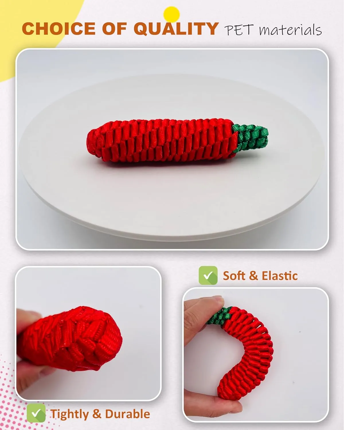 Dog Rope Toy,Tug of War Dog Toy,Puppy Teething Chews,Dog Chew Toys,Dog Toys for Small Dogs (RED Pepper New, Small)