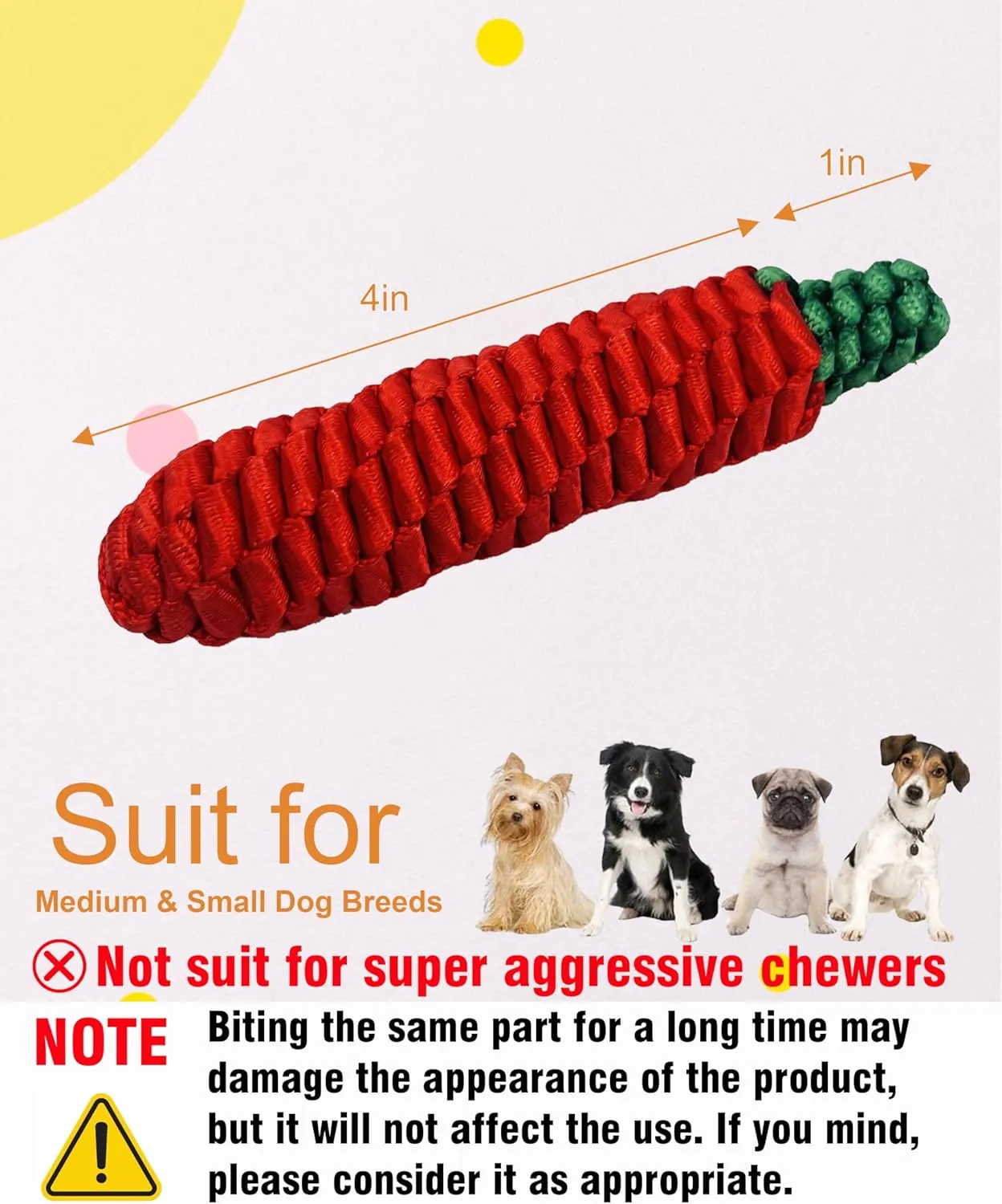 Dog Rope Toy,Tug of War Dog Toy,Puppy Teething Chews,Dog Chew Toys,Dog Toys for Small Dogs (RED Pepper New, Small)