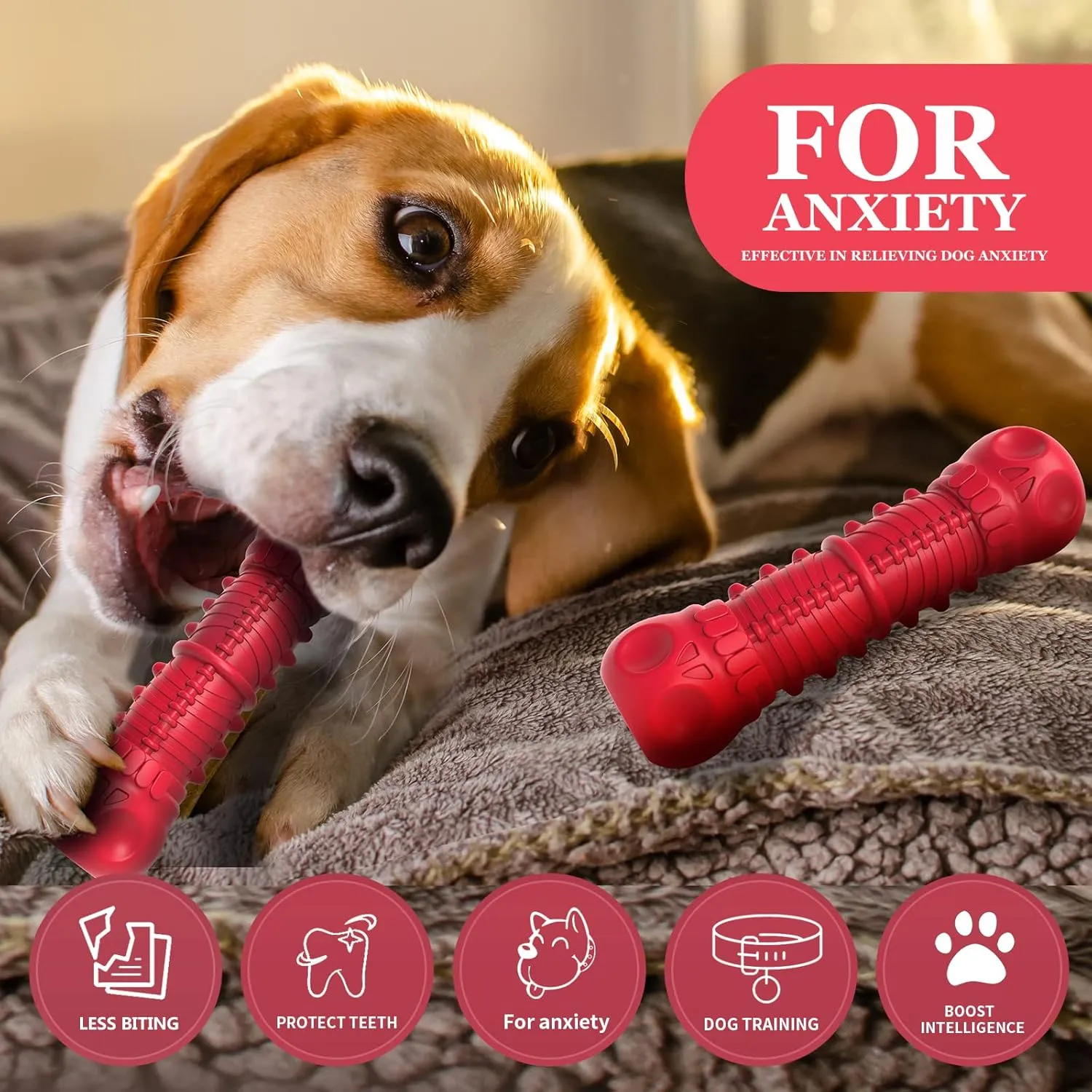 Dog Squeaky Toys for Aggressive Chewers, Durable Chew Toys for Large Medium Breed Dog, Tough Durable Dogs Toys with Natural Rubber
