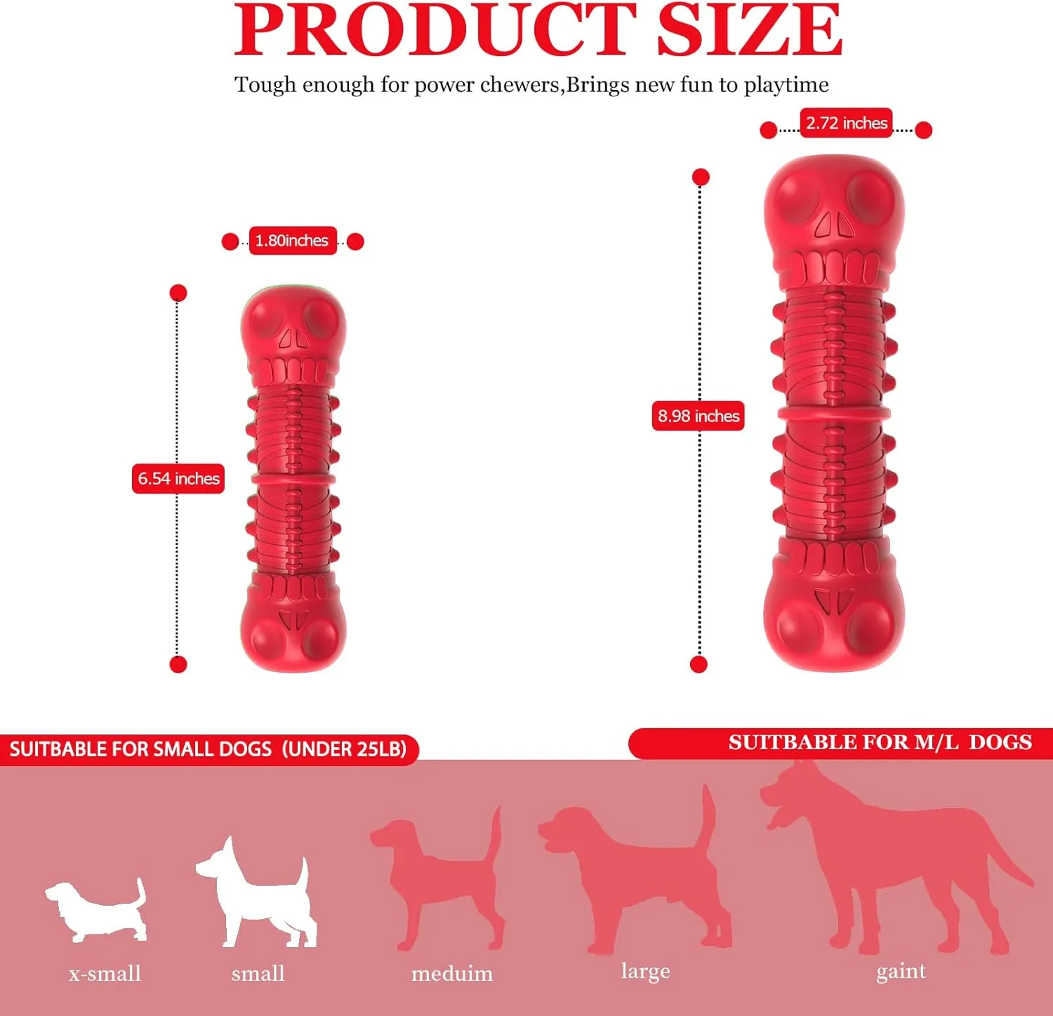 Dog Squeaky Toys for Aggressive Chewers, Durable Chew Toys for Large Medium Breed Dog, Tough Durable Dogs Toys with Natural Rubber