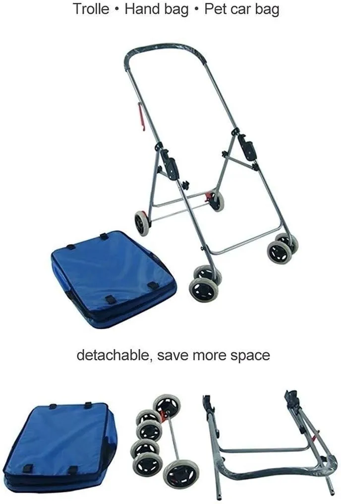 Double Dog Stroller Pet Travel Stroller Dog Pram Travel Vet Stroller Disabled Dog Pushchair 2 Front Swivel Wheels & Rear Brake 360 Rotation Front Wheel Max (A)