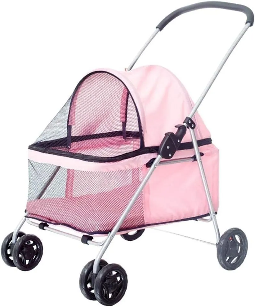 Double Dog Stroller Pet Travel Stroller Dog Pram Travel Vet Stroller Disabled Dog Pushchair 2 Front Swivel Wheels & Rear Brake 360 Rotation Front Wheel Max (A)