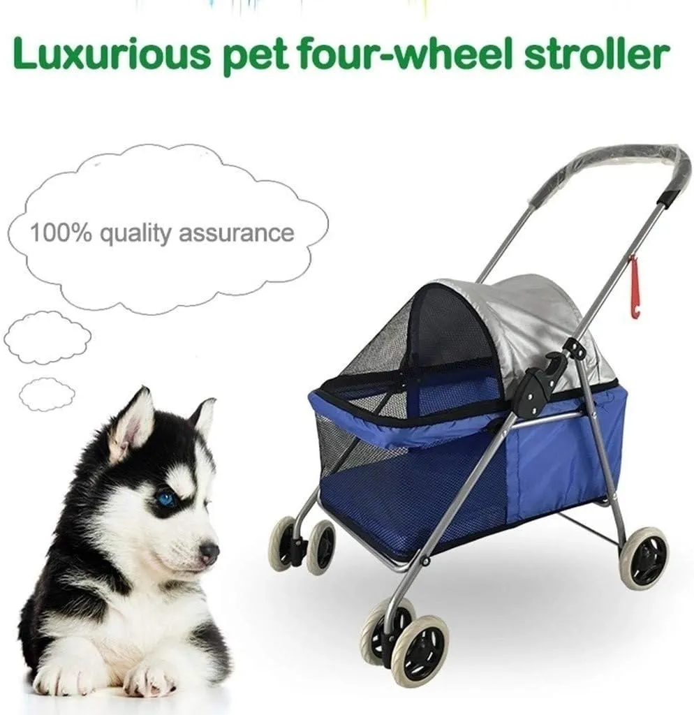 Double Dog Stroller Pet Travel Stroller Dog Pram Travel Vet Stroller Disabled Dog Pushchair 2 Front Swivel Wheels & Rear Brake 360 Rotation Front Wheel Max (A)