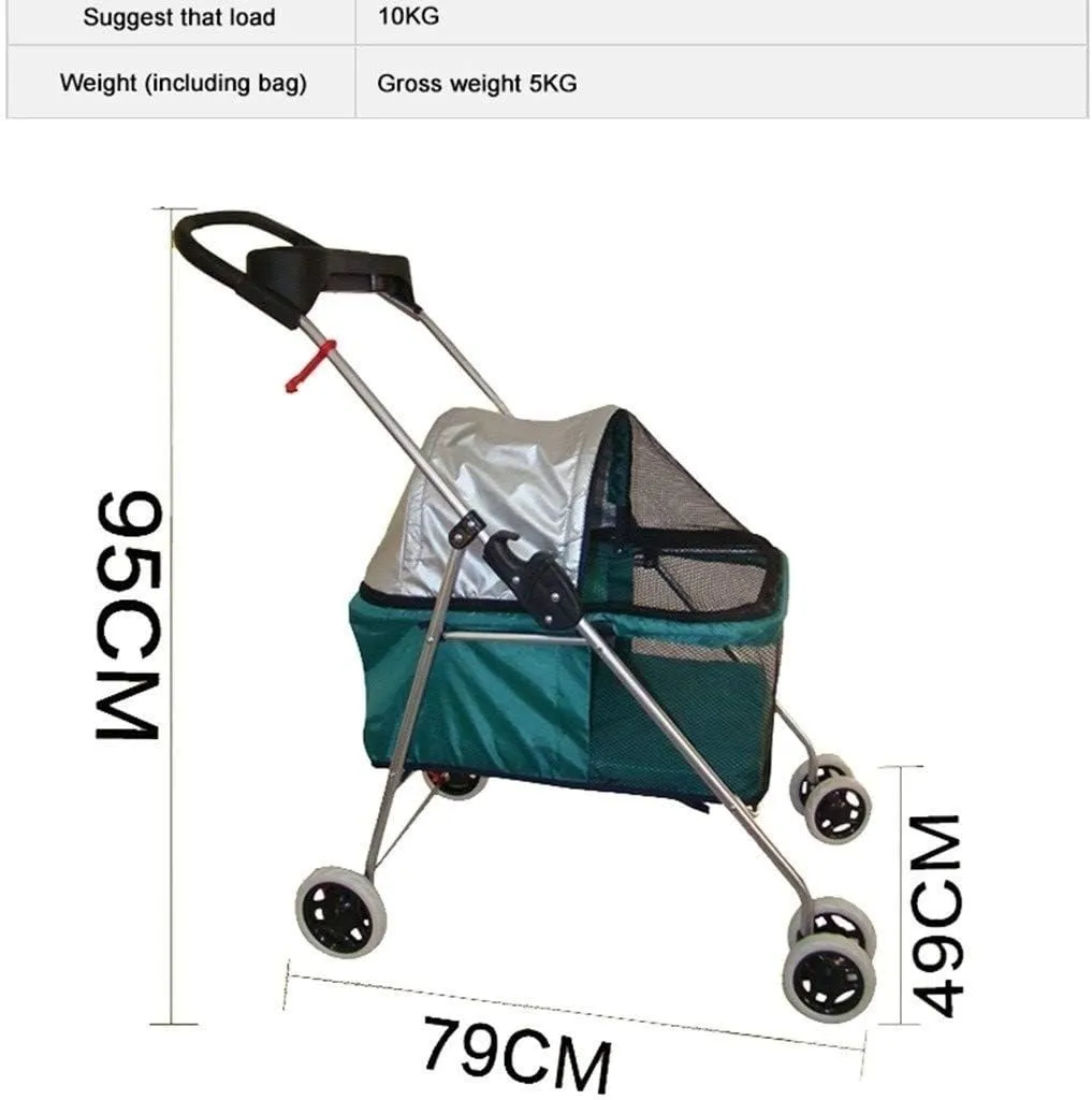 Double Dog Stroller Pet Travel Stroller Dog Pram Travel Vet Stroller Disabled Dog Pushchair 2 Front Swivel Wheels & Rear Brake 360 Rotation Front Wheel Max (A)