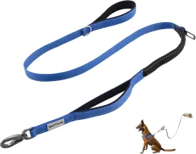 Double Handle Dog Leash - Heavy Duty, 4-6FT Reflective Tactical Leash with 2 Padded Handles, Shock Absorbing Bungee, Car Seatbelt & Easy Snap Hook, for Large, Medium & Small Dogs