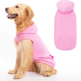 EXPAWLORER Dog Hoodie with Pocket, Polar Fleece Dog Sweatshirt Fall Cold Winter Sleeveless Sweater with Hood, Warm Cozy Pet Clothes for Small to Large Dogs Boys and Girls (Pink, L)