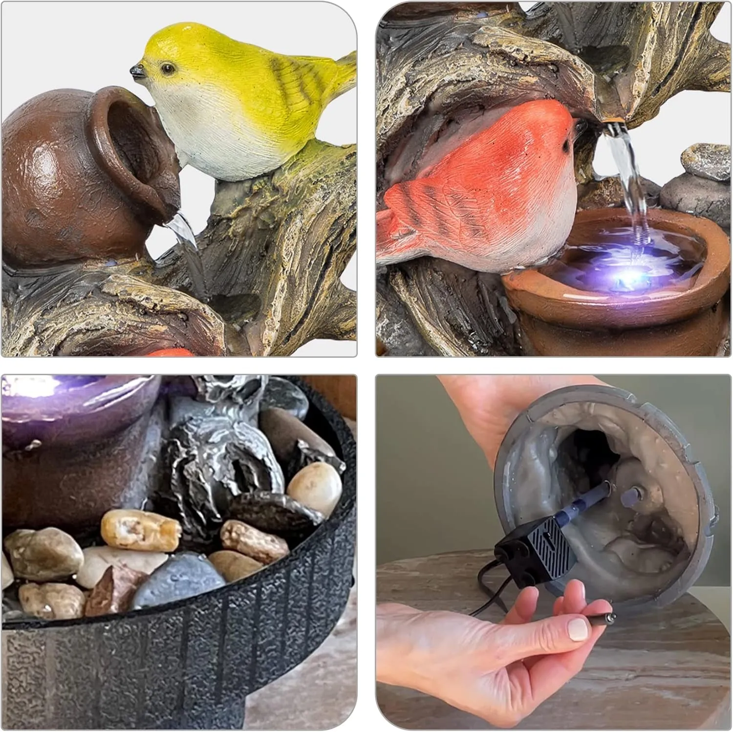 Ferrisland Tabletop Fountain Desktop Electric Water Fountain Decor W/Led - Indoor Portable Tabletop Decorative Zen Meditation Waterfall Kit Includes Submersible Pump