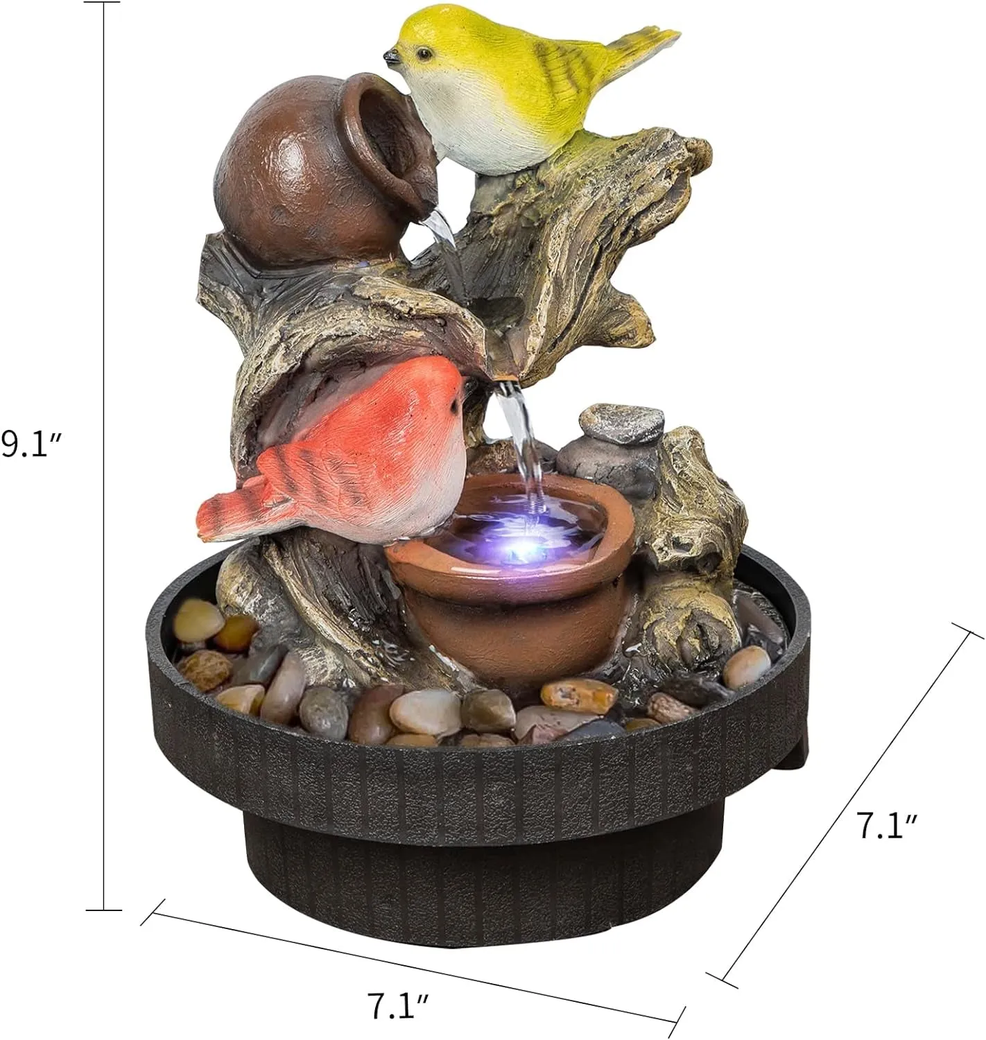 Ferrisland Tabletop Fountain Desktop Electric Water Fountain Decor W/Led - Indoor Portable Tabletop Decorative Zen Meditation Waterfall Kit Includes Submersible Pump