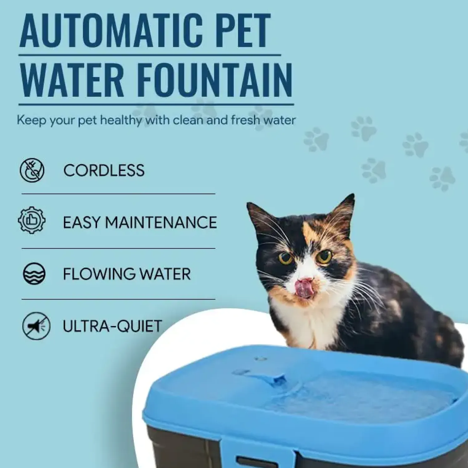 Goofy Tails Cordless Water Fountain for Cats