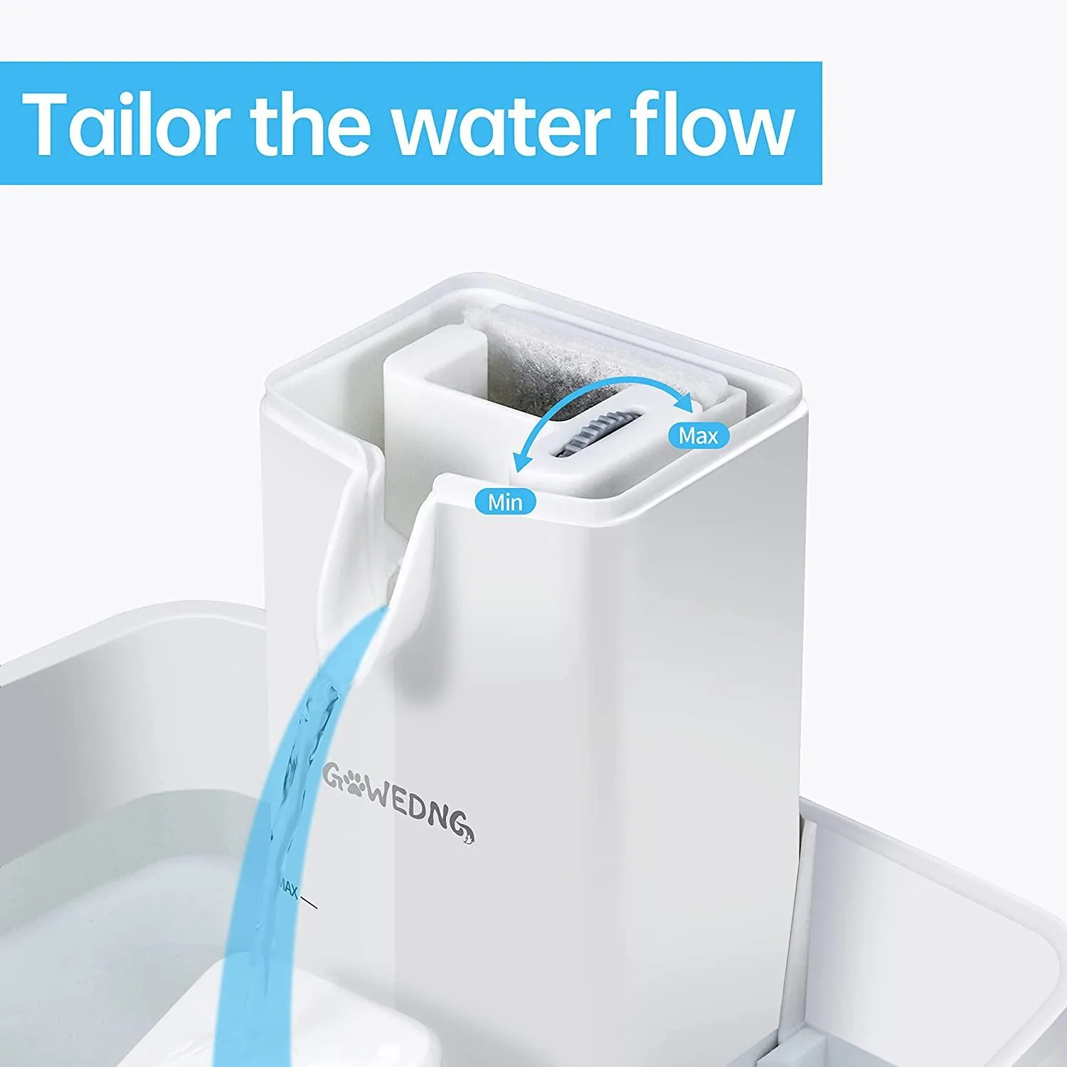 GOWEDNG Cat Water Fountain,3.1L/104Oz Large Capacity Visible Water Level, Ultra-Quiet Pump,Adjustable Water Flow Size,Automatic Dog Drinking Fountain, Suitable for Multiple Pets