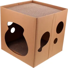 Happyyami Cat Cardboard House Toy Double-Sided Corrugated Cat Scratcher Scratching Pad for Cats Cat Scratcher House