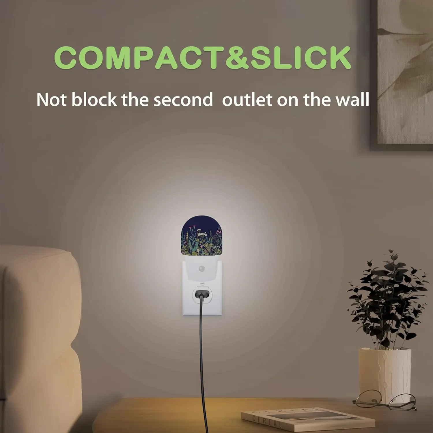 Herbs Wild Flowers Night Light,Plug into Wall Nightlights with Dusk to Dawn Light Sensors,Nightlights for Bedroom/Bathroom/Hallway/Kitchen,Nightlight for Boys Girls Women Men