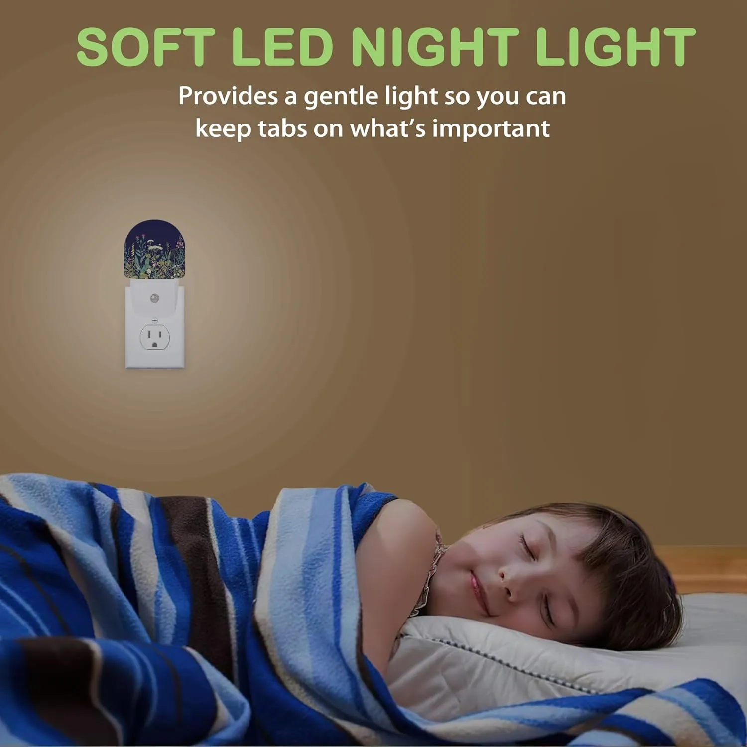 Herbs Wild Flowers Night Light,Plug into Wall Nightlights with Dusk to Dawn Light Sensors,Nightlights for Bedroom/Bathroom/Hallway/Kitchen,Nightlight for Boys Girls Women Men