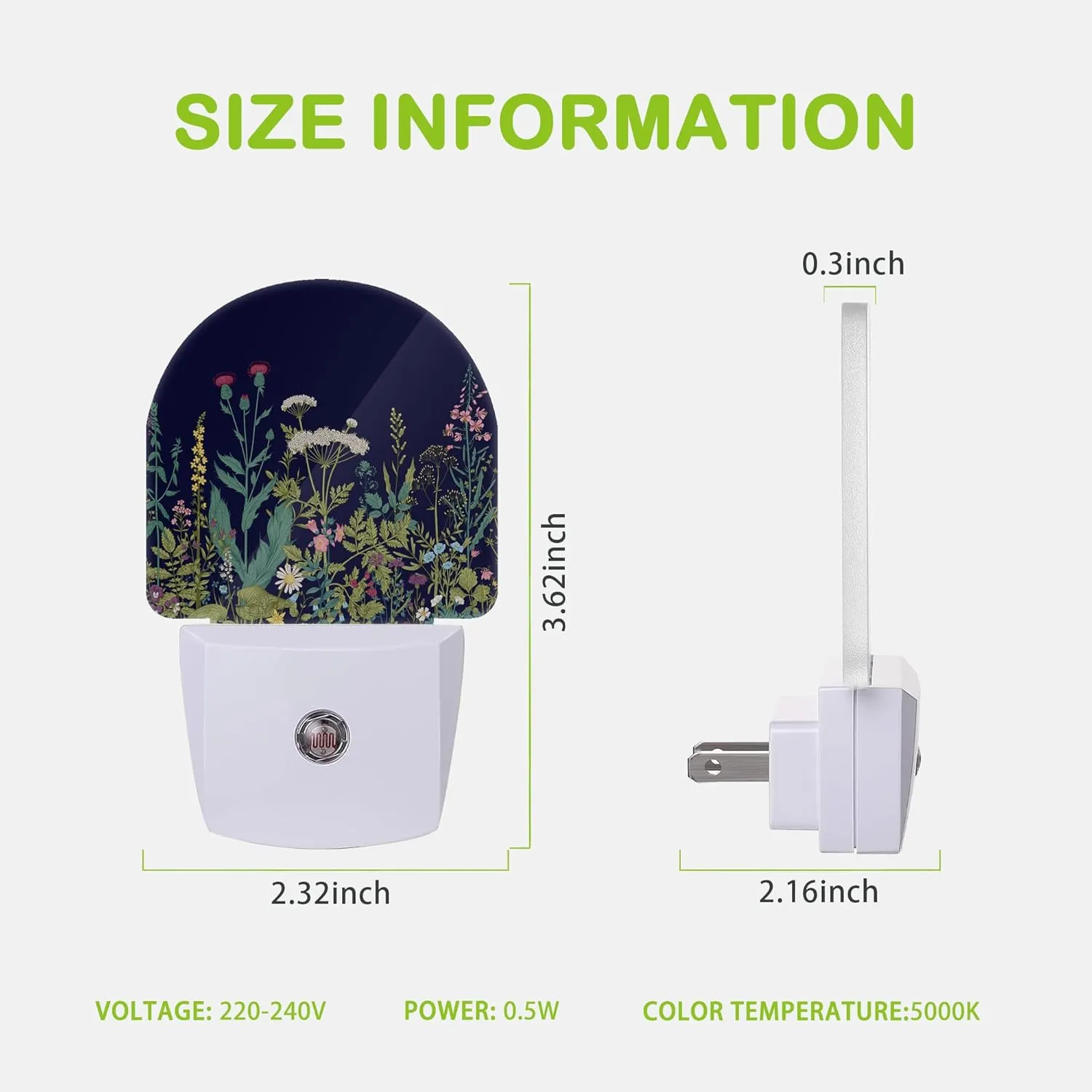 Herbs Wild Flowers Night Light,Plug into Wall Nightlights with Dusk to Dawn Light Sensors,Nightlights for Bedroom/Bathroom/Hallway/Kitchen,Nightlight for Boys Girls Women Men