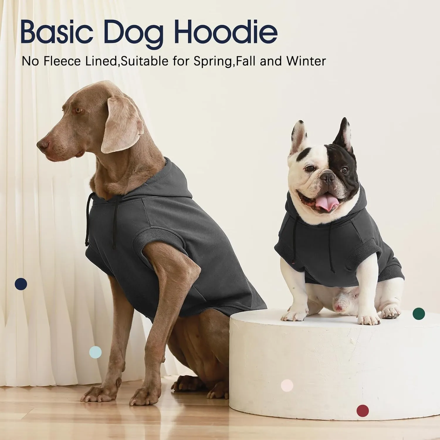 IECOii Dog Hoodie for Large Dogs,Large Dog Hoodie with Hat,Warm Dog Sweatshirt Hooded,Basic Hoodie for Dogs Spring Fall and Winter,XL Dog Sweater for Beagle,Border Collie,Grey,XL(No Fleece Lined)