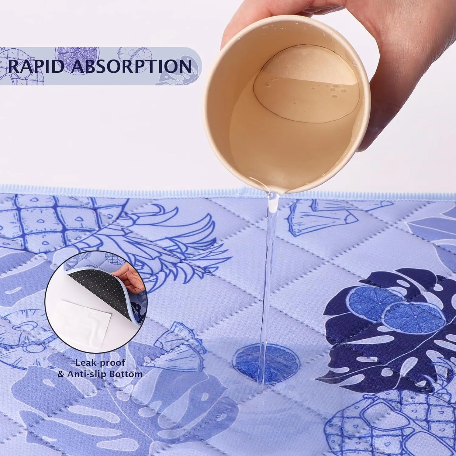 IEUUMLER Washable Pee Pads for Dogs, 2 Pack Non-Slip & Waterproof Pack Whelping Pad, Reusable Washable Puppy Potty Training Pad with Fast Absorbent for Playpen EU007 (Purple Pineapple, 24"X18"-2pcs)