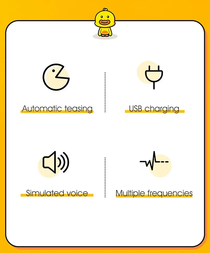 Interactive Flapping Duck Cat Toy with Vibration Sensor and Rechargeable Battery