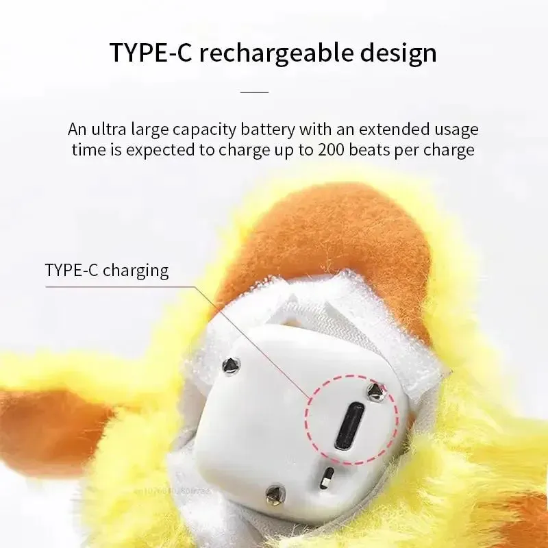 Interactive Flapping Duck Cat Toy with Vibration Sensor and Rechargeable Battery