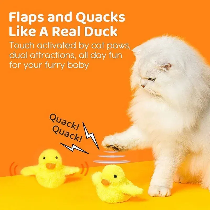 Interactive Flapping Duck Cat Toy with Vibration Sensor and Rechargeable Battery