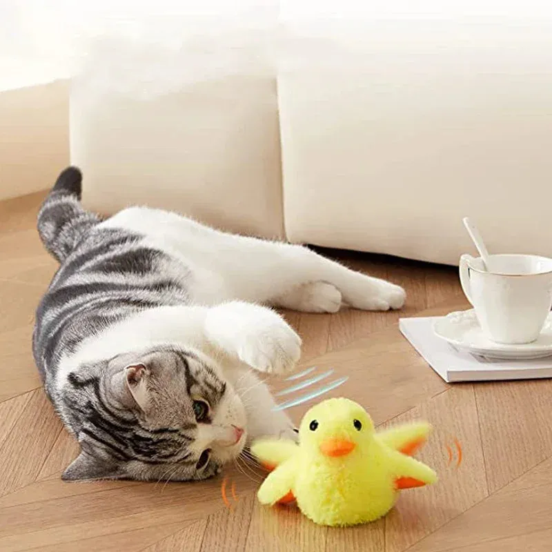 Interactive Flapping Duck Cat Toy with Vibration Sensor and Rechargeable Battery