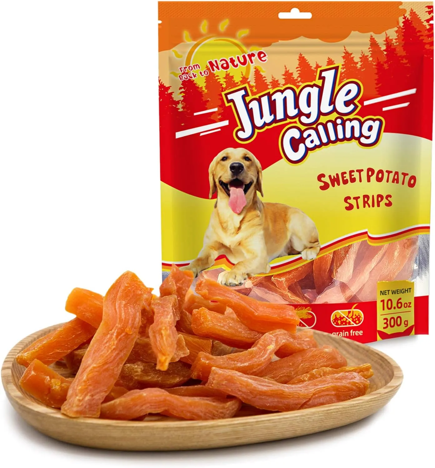 Jungle Calling Sweet Potato Dog Treats,Low Fat Natural Chews for Weight Management, Single Ingredient and Grain Free Healthy Snacks Puppy Adult Dogs,10.6oz